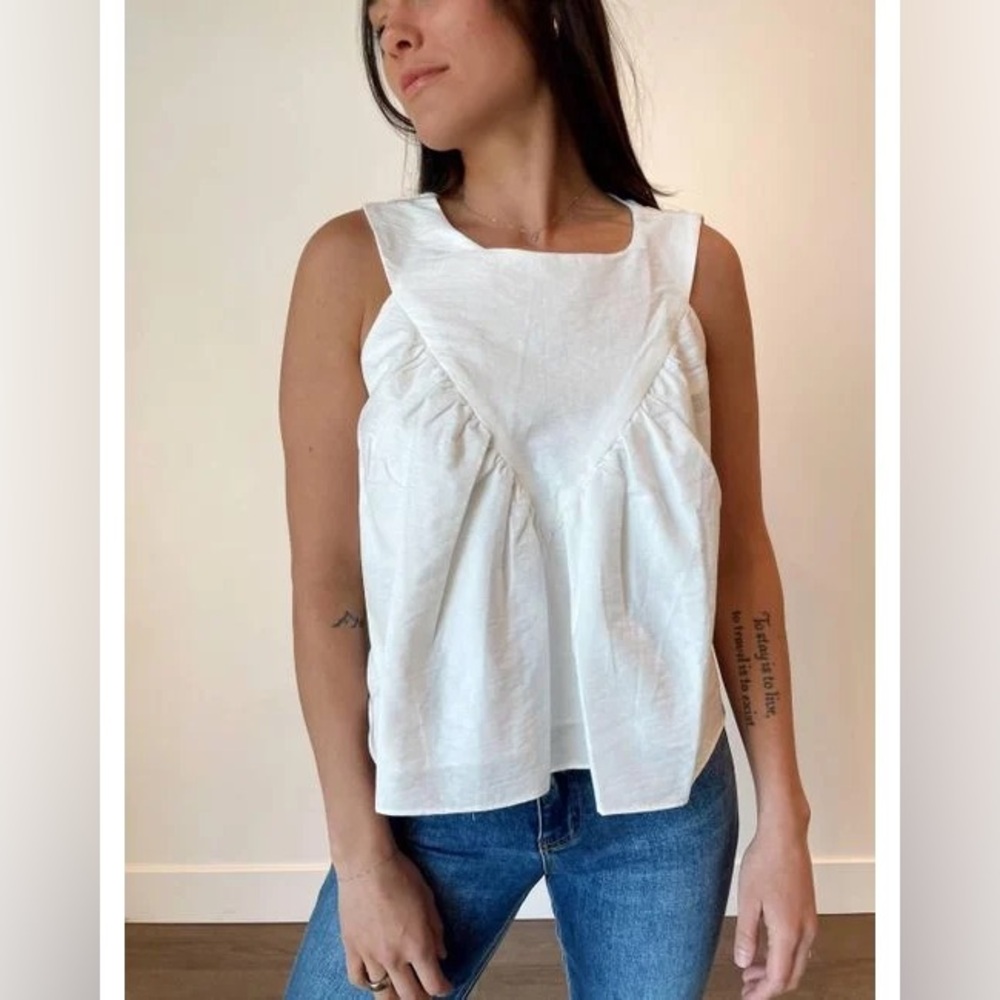 Miou Muse Cleo Shirred Detail Blouse in white size Small